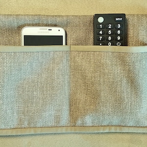 Bed Caddy - 2 Pocket - Taupe Hopsacking