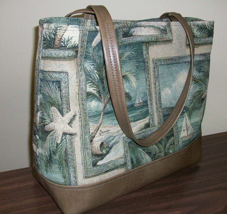 Peggy Tote Beach Scenes with Embrace Recycled Leather