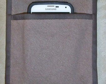 Bed Caddy - One Pocket Remote or Phone Holder - Brown Denim