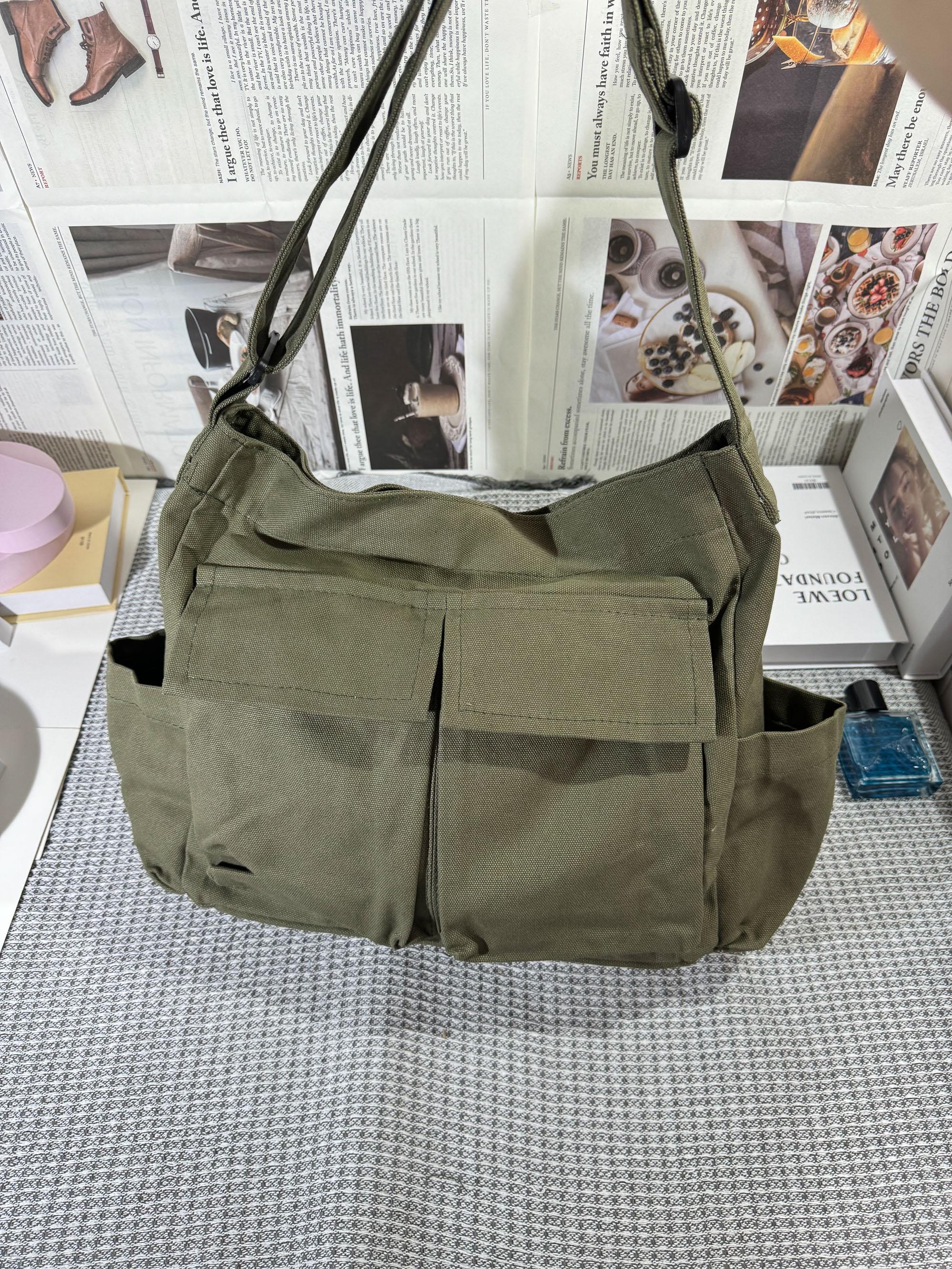 Multiple pockets Canvas Bag,Large Capacity Canvas Crossbody Bag,Canvas shoulder bag,Retro Messenger Bag, Tote Bag For Women And Men,Gift
