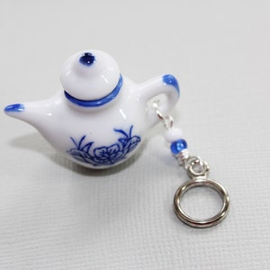 Tiny Blue and White China Tea Set Non-Snag Stitch Markers image 4