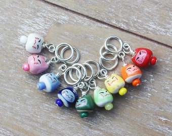 Lucky Rainbow Cats Non-Snag Stitch Markers