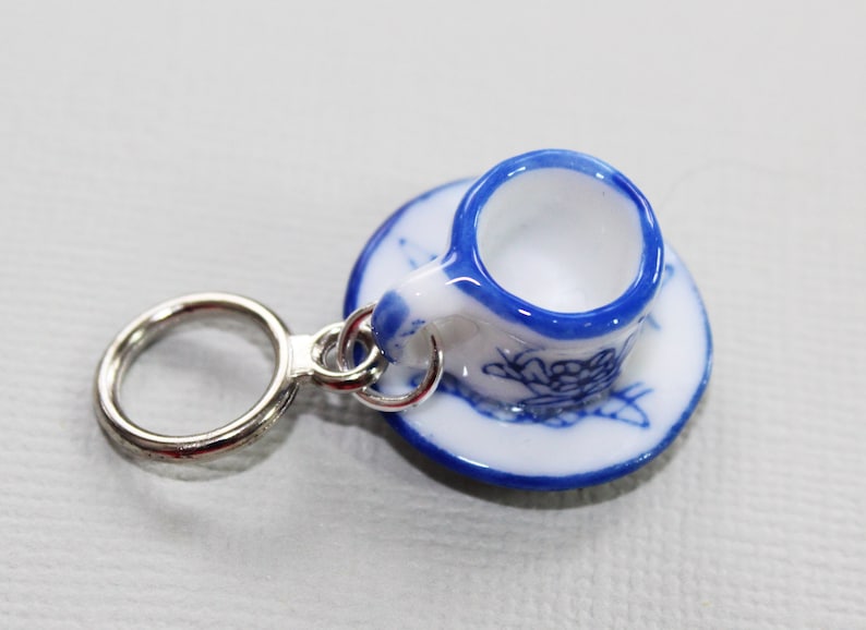 Tiny Blue and White China Tea Set Non-Snag Stitch Markers image 6