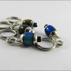 Mood Bead Non-Snag Stitch Markers with 6x10mm Mirage Beads Set of 4 Markers image 6