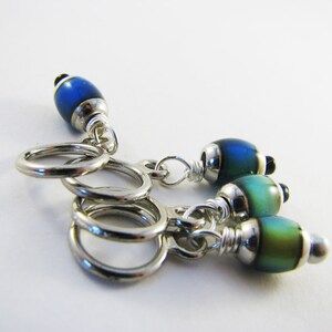 Mood Bead Non-Snag Stitch Markers with 6x10mm Mirage Beads Set of 4 Markers image 4