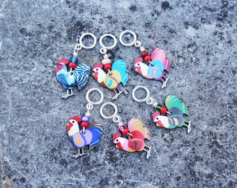 Colorful Chickens - Non Snag Stitch Markers for Knitters and Crocheters