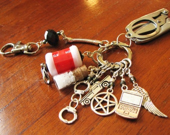 Supernatural Chatelaine with Non-Snag Stitch Markers, Row Counter & Folding Scissors on a Decorative Clasp