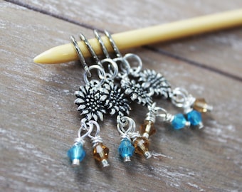 Silver Sunflowers for Ukraine Non-Snag Stitch Markers with Donation to ICRC