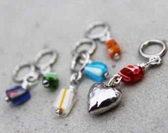 Millefiori and Heart Non-Snag Stitch Markers