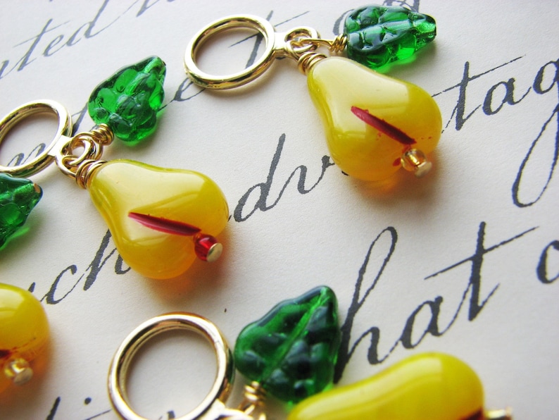 Vintage Pears Non-Snag Stitch Markers image 5