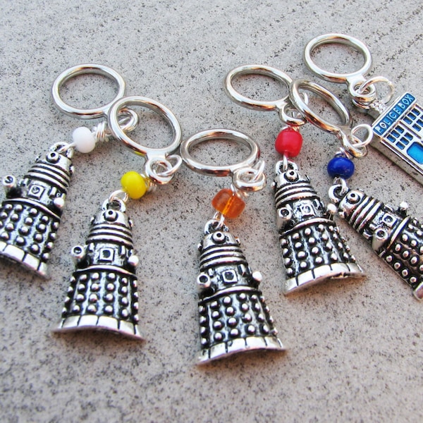 Doctor Who - Non-Snag Dalek Stitch Markers with TARDIS