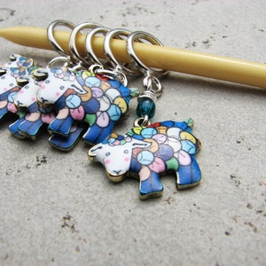 Sheep Non-Snag Stitch Markers, Enameled, Multicolored, Rainbow