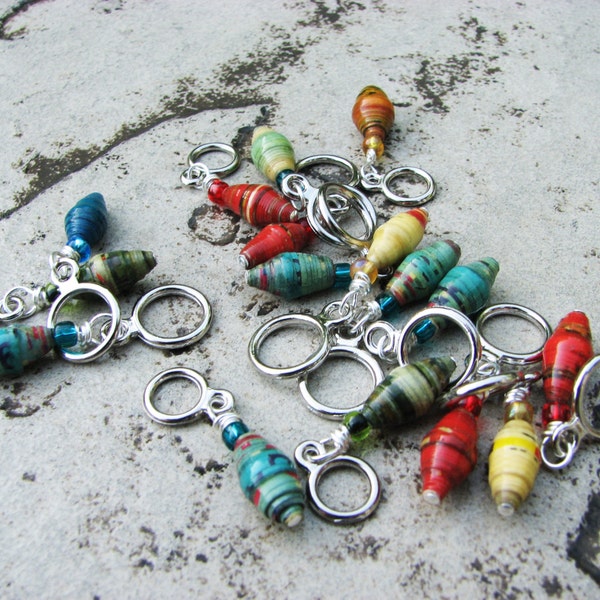 Non-Snag Stitch Markers with Change For Children Uganda Paper Beads