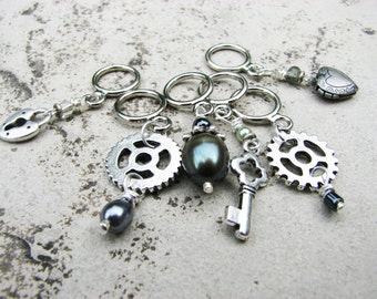 Silver Steampunk No-Snag Stitch Markers