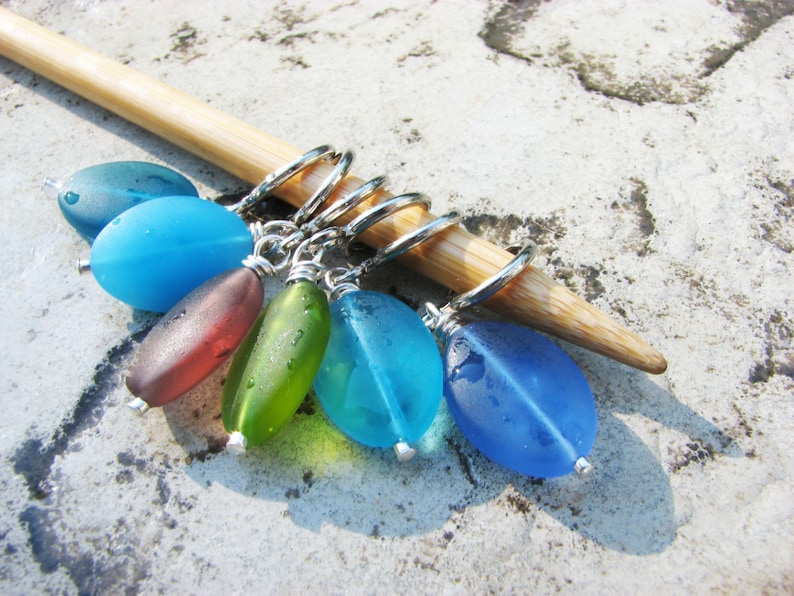 Sea Glass Non-Snag Stitch Markers image 1