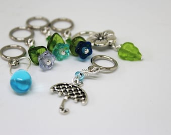 Spring Rain & Flowers Non-Snag Stitch Markers