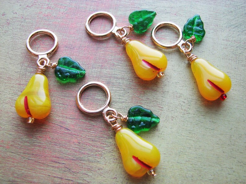 Vintage Pears Non-Snag Stitch Markers image 3
