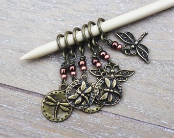 Bronze Dragonfly Non-Snag Stitch Markers