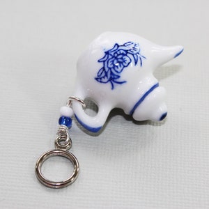 Tiny Blue and White China Tea Set Non-Snag Stitch Markers image 7