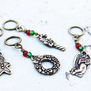 Bronze Christmas and Winter Non-Snag Stitch Markers - TierraCast Charms