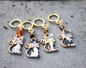 Enamel Kitty Cats Non-Snag Stitch Markers