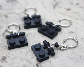 Building Bricks Black Plate Set of 4 - Progress Keeper or Stitch Marker