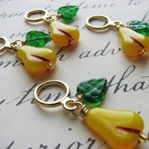 Vintage Pears Non-Snag Stitch Markers image 1