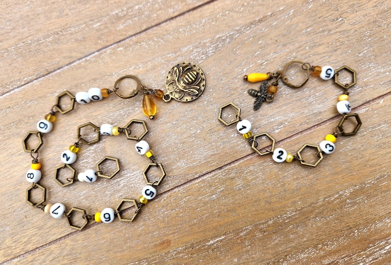 Honeybee Row Counter and Progress Keeper Chain for Knitters image 1