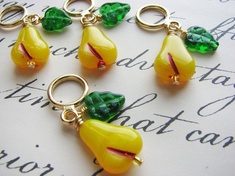 Vintage Pears Non-Snag Stitch Markers image 4