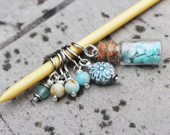 Aventurine Non-Snag Stitch Markers for Calm Knitting and Crochet