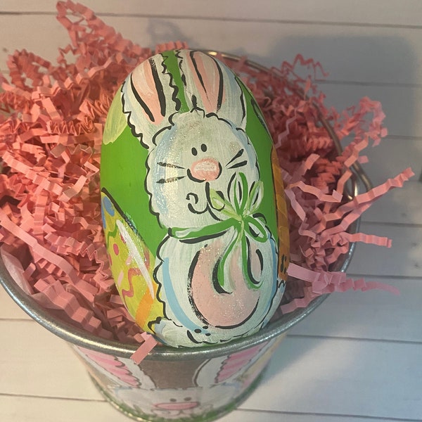 Hand painted wooden Easter egg personalized