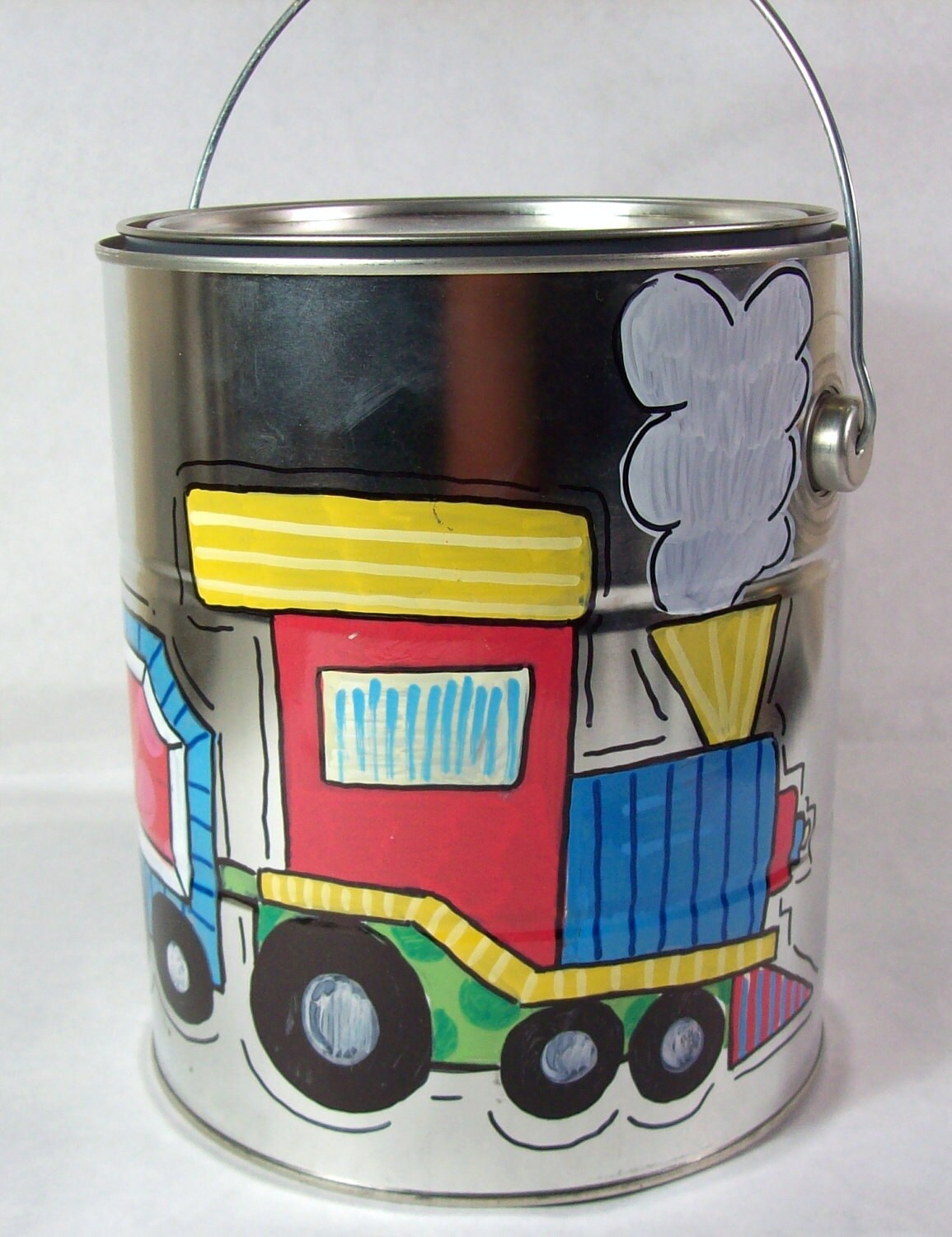 Hand painted personalized galvanized bucket with funky bright Etsy