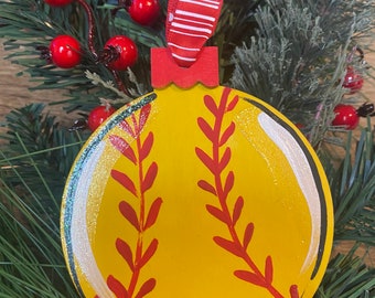 Hand painted Christmas Softball Ornament personalized for you
