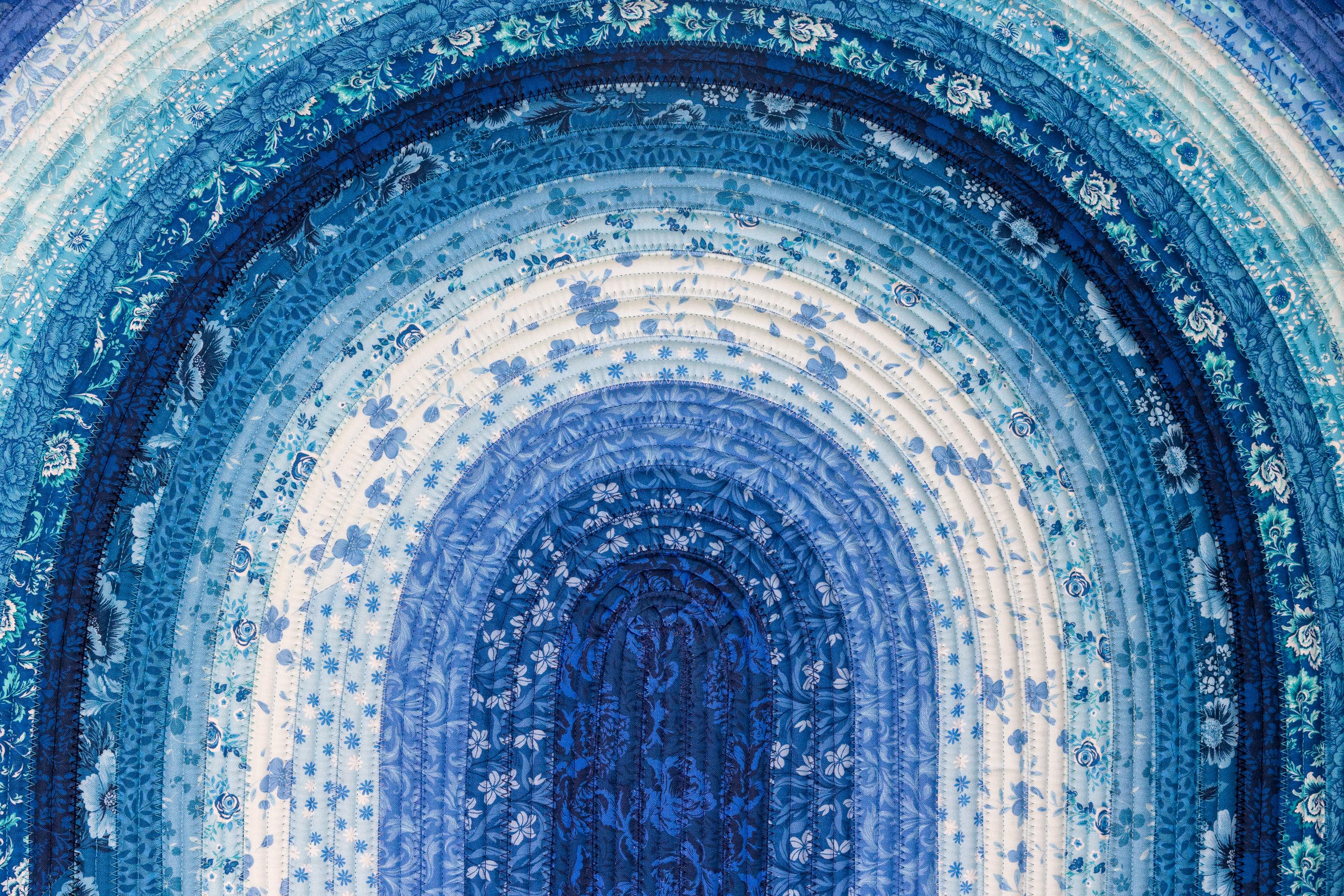 Small Rugs Roll Small Oval Handmade Jelly Roll Rug: Blue Floral Prints - Measures ...