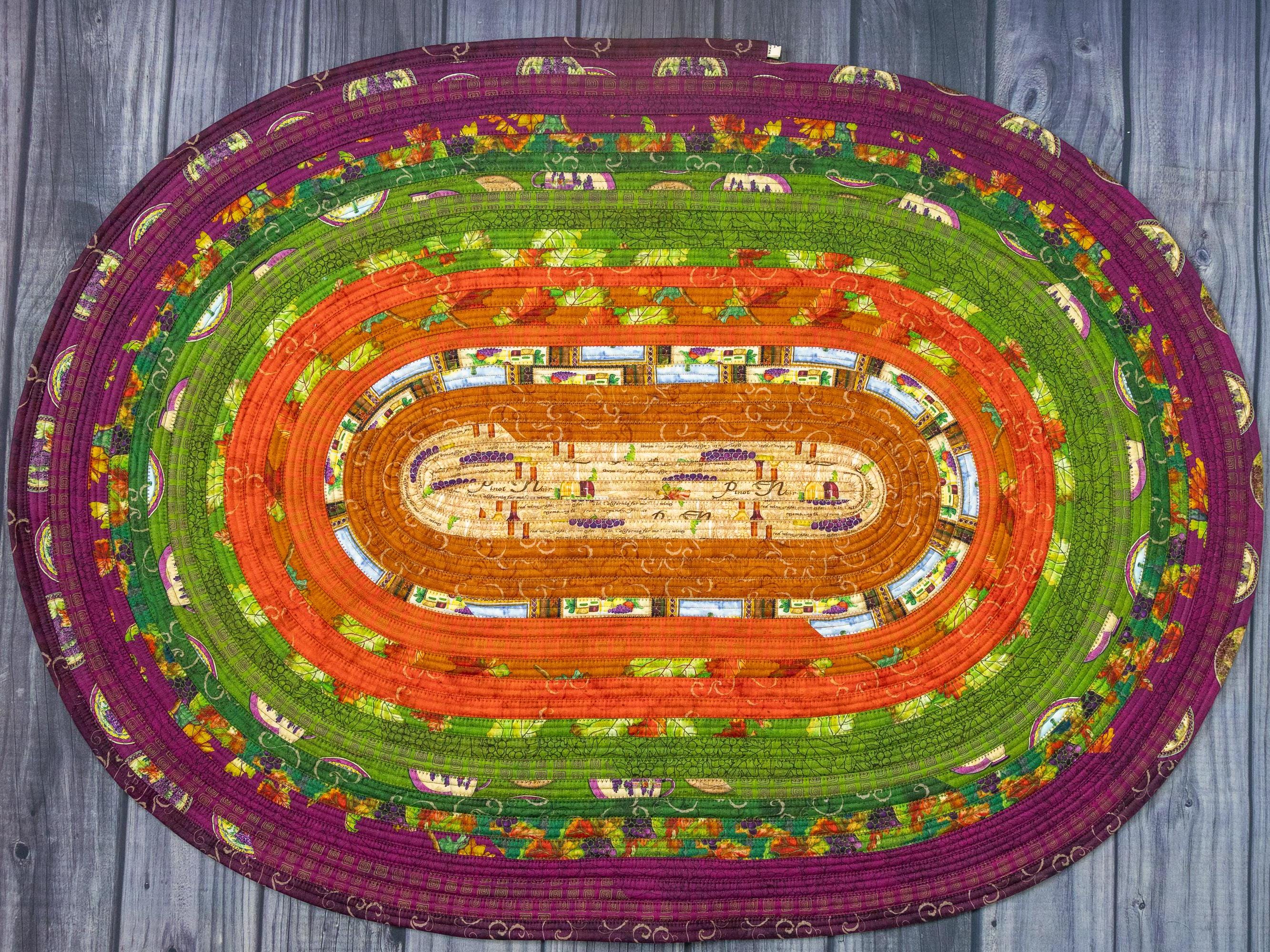Small Rugs Roll Small Oval Handmade Jelly Roll Rug: Made With Designer Vineyard Print ...