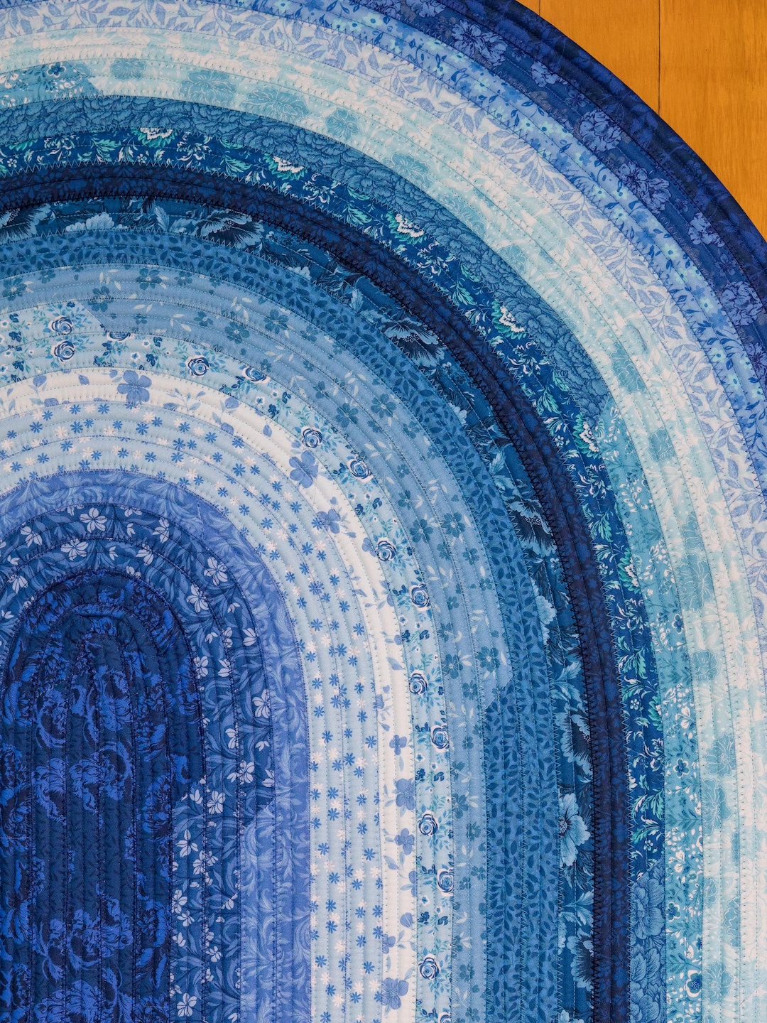 Small Rugs Roll Small Oval Handmade Jelly Roll Rug: Blue Floral Prints - Measures ...
