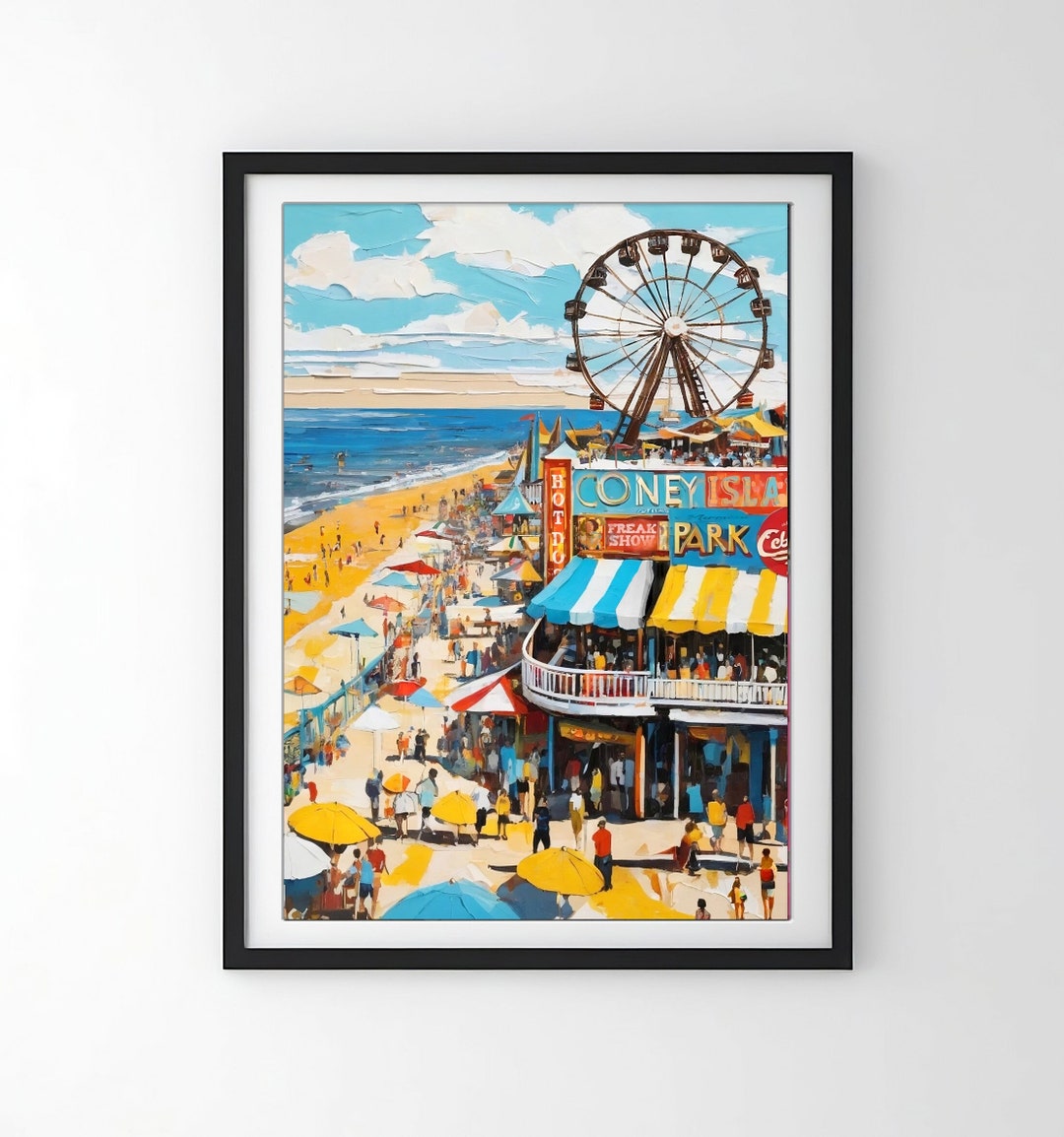 Visions of Coney Island Printable Wall Art, Digital Download, Summer Beach Decor, Ocean ...