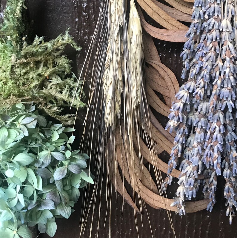 Green Black Blue Lavender Wheat Dried Flower Swag Sampler Etsy