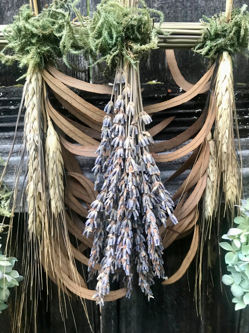 Green Black Blue Lavender Wheat Dried Flower Swag Sampler Etsy