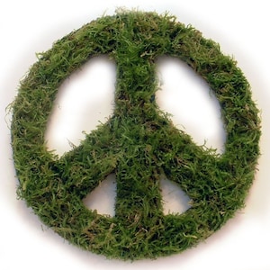 Oregon Green Moss peace symbol wreath