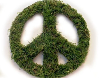 Oregon Green Moss peace symbol wreath