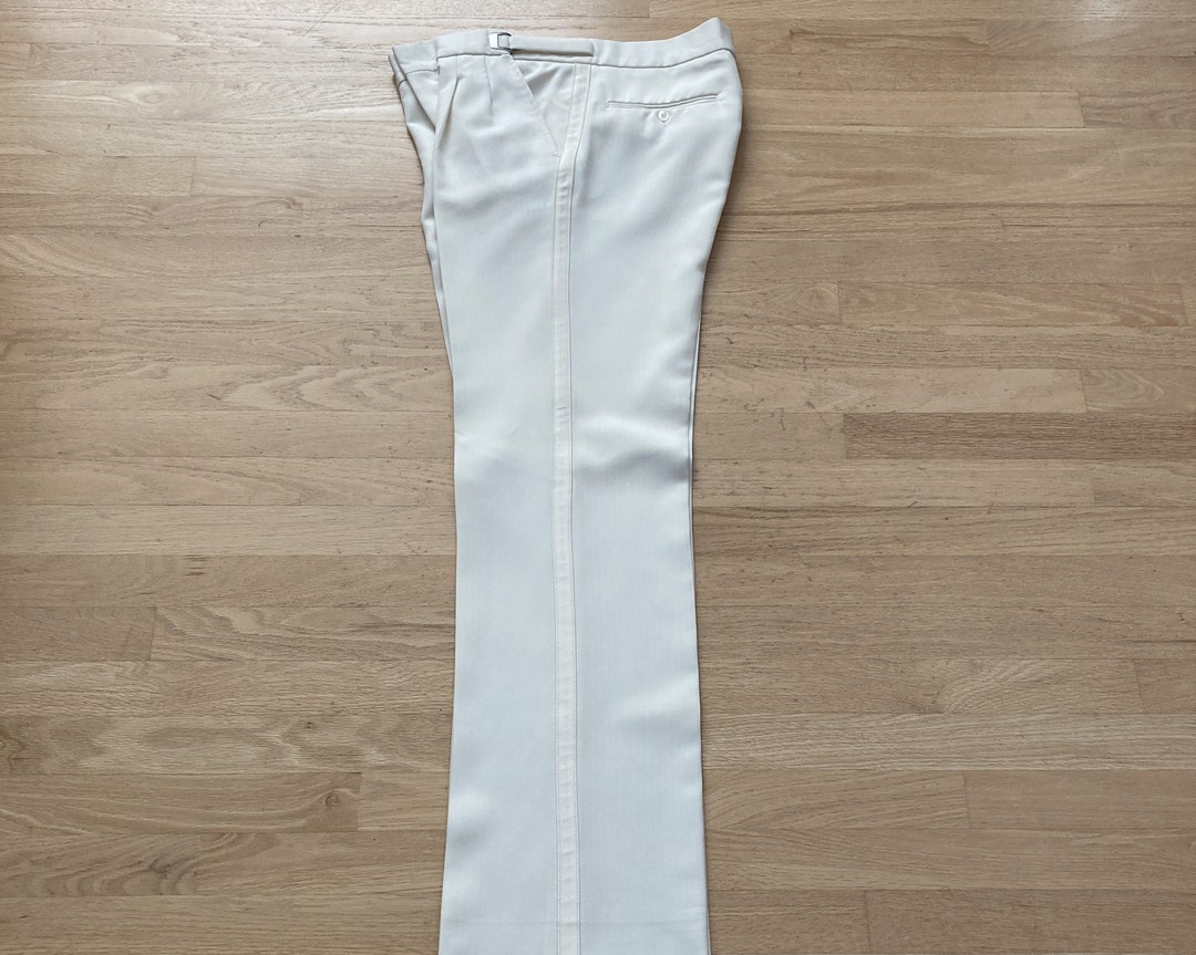 Men's Classic Fit Solid Black Adjustable Waist Polyester Pleated Tuxedo Pants unhemmed unfinished bottom