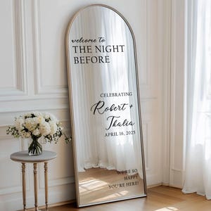Wedding Night Before Welcome Sign Decal, Mirror Wedding Sign Decal, Custom Welcome Sign, Wedding Ceremony
