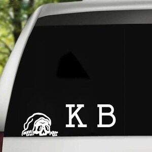 Car Decals - Vinyl Decals -Spooky Stickers - Skeleton Peeker - Customizable name