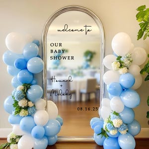 Custom Baby Shower Mirror Decal, Welcome Sign for Gender Reveal Party Decor, Baby Shower Vinyl Sticker, Baby Name Vinyl Sticker
