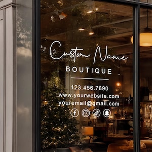 Custom Business Door Sign Decal : Personalized Vinyl Decal, Custom Storefront Window Door Sticker, Variable Sizes