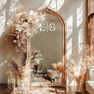 Benutzerdefinierte Spiegel Aufkleber, Hochzeit Spiegel Aufkleber, Benutzerdefiniertes Dekor, Benutzerdefinierte Hochzeitsvinyl, benutzerdefinierte Hochzeitsname