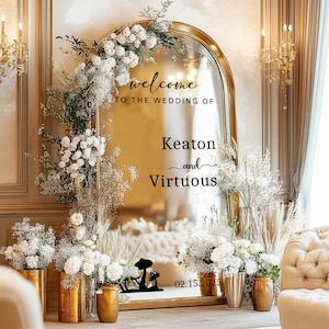 Adesivo personalizado para casamento, adesivo para placa de boas-vindas para casamento, adesivo de vinil para casamento, iniciais, nomes e datas personalizados, adesivo espelhado para placa de boas-vindas para casamento