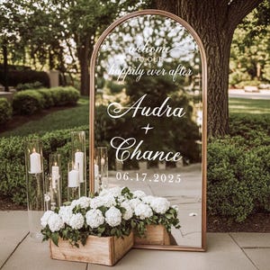 Adesivo de placa de boas-vindas para casamento, adesivo de espelho para placa de boas-vindas para casamento, adesivo de espelho de vinil, espelho para mapa de assentos, adesivo de texto personalizado