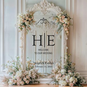 Adesivo de espelho de casamento personalizado - iniciais, nomes e data, adesivo de monograma, adesivo personalizado, placa de casamento